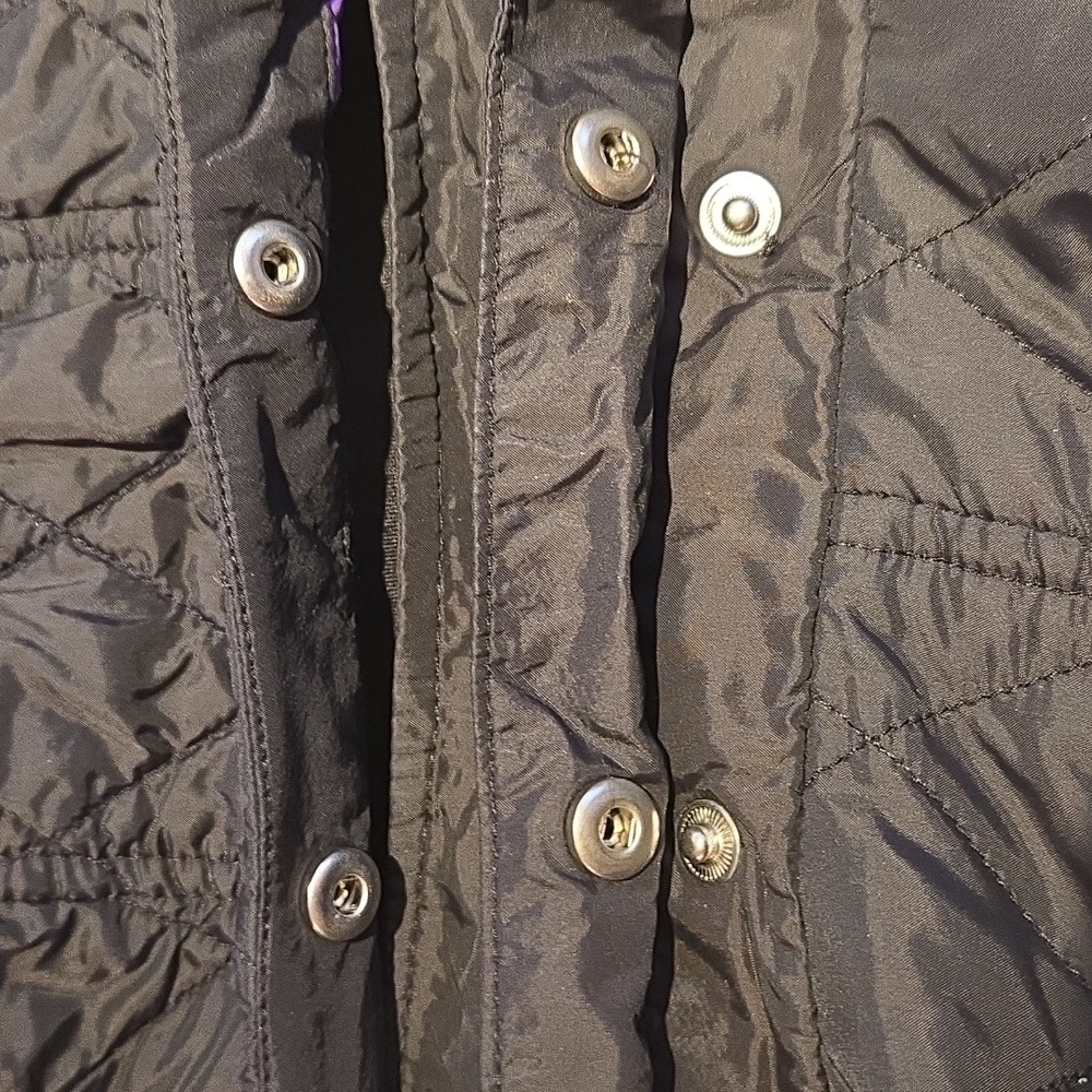 Lauren Ralph Lauren Black Quilted Long Jacket with Purple Lined Hood. 1X - Picture 13 of 16